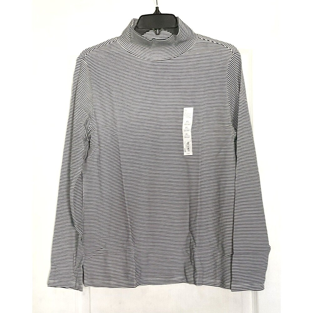 Croft & Barrow Women's Essential Long-Sleeve Mockneck Top Size XL, Navy NWT